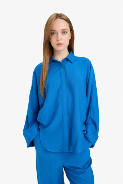 Relax Fit Linen Blend Long Sleeve Tunic