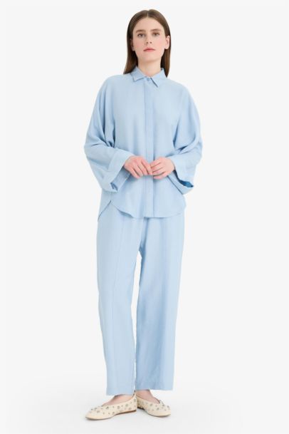 Harem Linen Blend Wide Leg Trousers