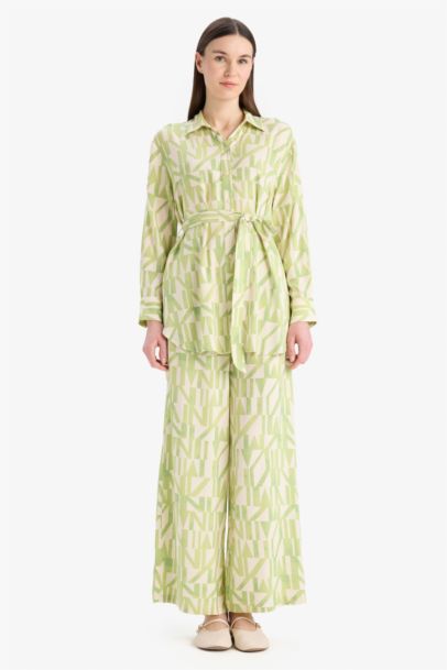 Relax Fit Viscose Printed Long Sleeve Tunic