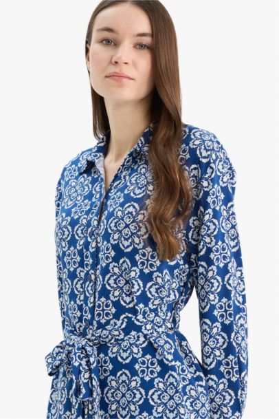 Relax Fit Viscose Printed Long Sleeve Tunic