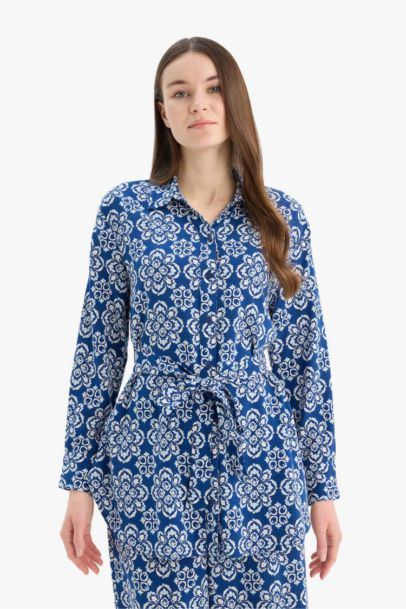 Relax Fit Viscose Printed Long Sleeve Tunic