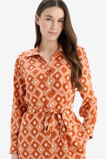 Relax Fit Viscose Printed Long Sleeve Tunic