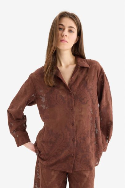 Fall in Love Regular Fit Lace Detailed Beach Shirt