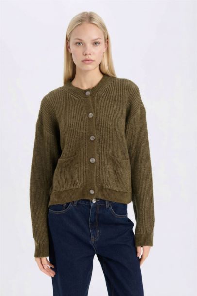 Regular Fit Crew Neck Cardigan