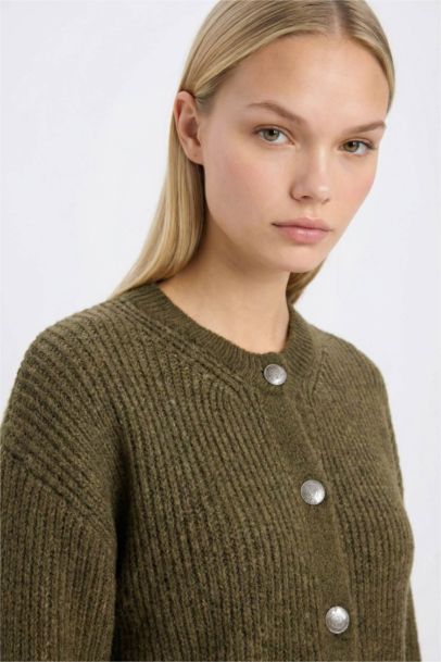 Regular Fit Crew Neck Cardigan