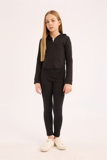 Kapüşonlu İçi Yumuşak Tüylü Fermuarlı Sweatshirt Kız Çocuk