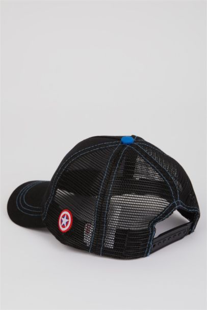 Boy Marvel Avengers Label Printed Cotton Cap