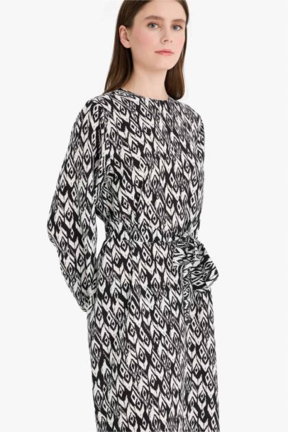 Regular Fit Crew Neck Printed Dress