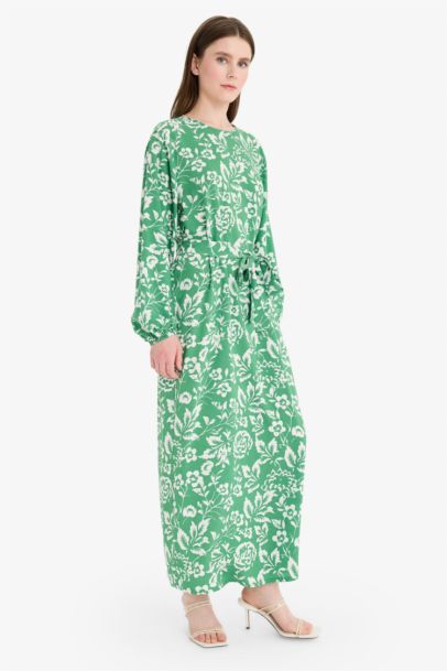 Regular Fit Crew Neck Printed Dress