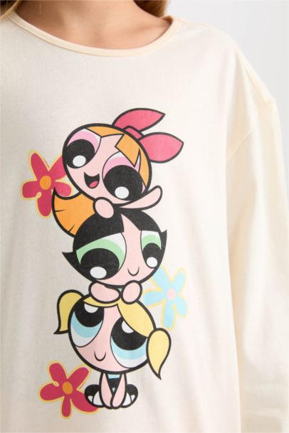 Girl PowerPuff Girl Top Patterned Bottom 2 Piece Pajama Set