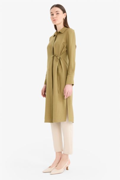 Chemise longue à col chemise et manches longues Coupe régulière