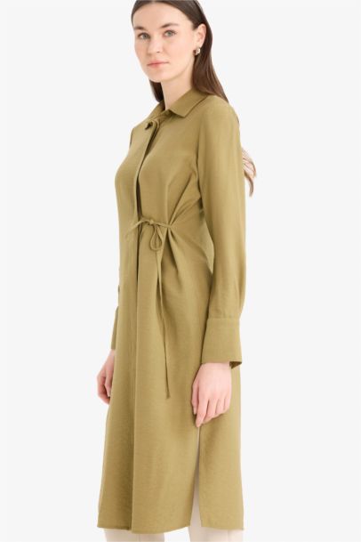 Chemise longue à col chemise et manches longues Coupe régulière