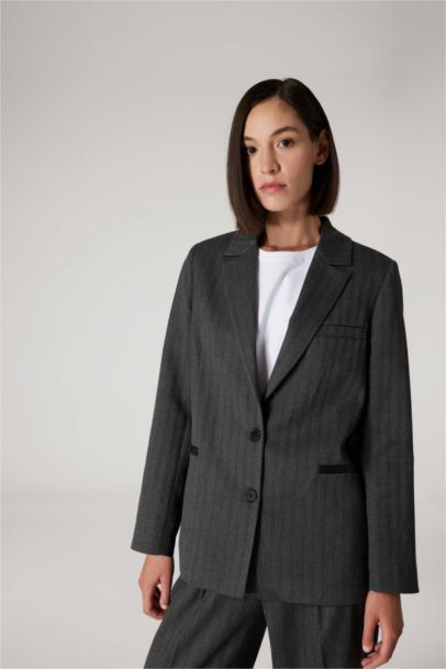 Sorbe x DeFacto Oversize Fit Jacket Collar Striped Blazer Jacket