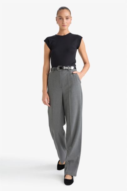 Straight Fit Regular Hem Trousers