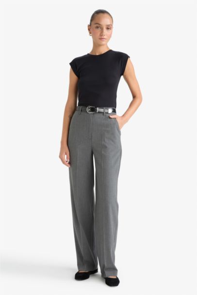 Straight Fit Regular Hem Trousers