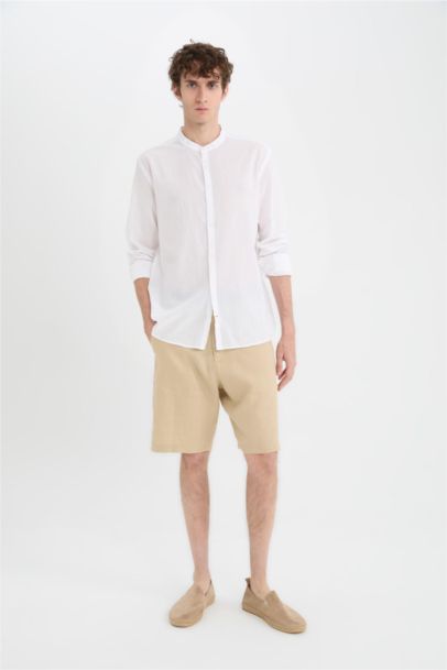 Regular Fit Summer Linen Bermuda Shorts