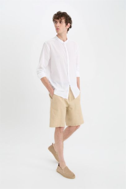 Regular Fit Summer Linen Bermuda Shorts