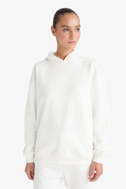 Relax Fit Hooded Basic Thick Fabric Sweatshirt