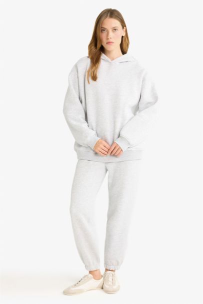 Relax Fit Hooded Basic Thick Sweatshirt