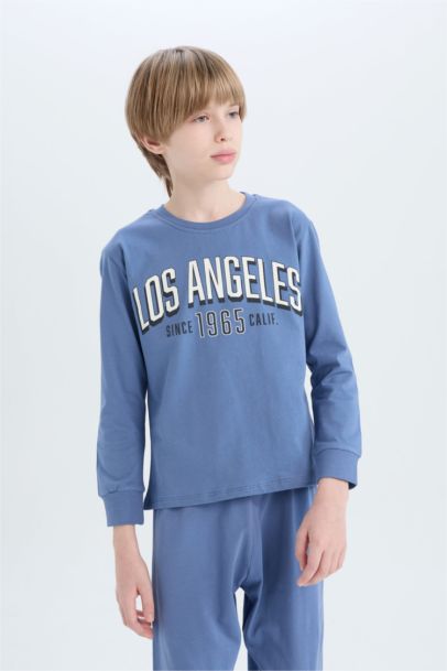 Pijama Takımı Baskılı Uzun Kollu Üst Beli Lastikli Uzun Alt Erkek Çocuk