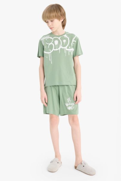 %100 Pamuklu Regular Fıt Baskılı Beli Lastikli Pijama Takımı Erkek Çocuk