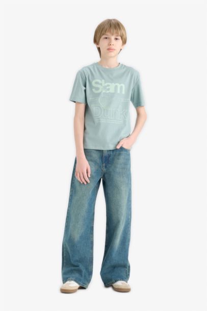 T-shirt imprimé à col rond et manches courtes pour garçon