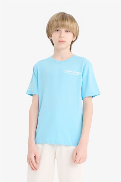 T-shirt imprimé à col rond et manches courtes pour garçon