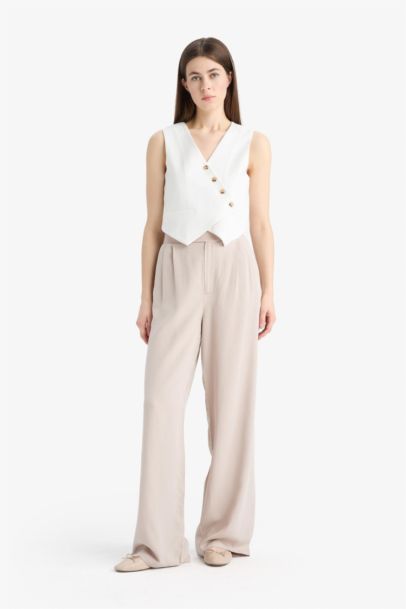 Pantalon large en lin mélangé