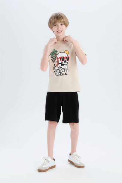 %100 Pamuklu Regular Fıt Baskılı Beli Lastikli Pijama Takımı Erkek Çocuk