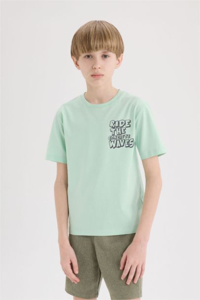 T-shirt imprimé à col rond et manches courtes pour garçon