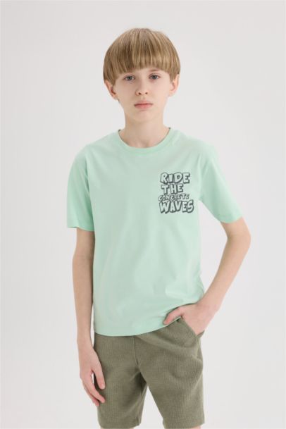 T-shirt imprimé à col rond et manches courtes pour garçon