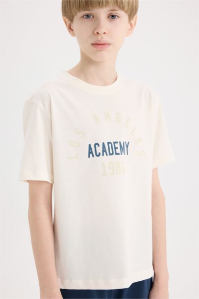 تيشيرت نص كم اولادي مطبوع قصة عادية برقبة مستديرة