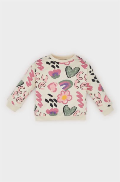 Sweatshirt imprimé à col rond pour bébé fille