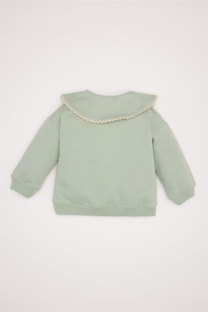 Sweatshirt à grand col avec boutons pour bébé fille