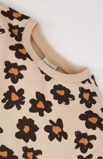 Girl Floral Sweatshirt Fabric 2 Piece Set