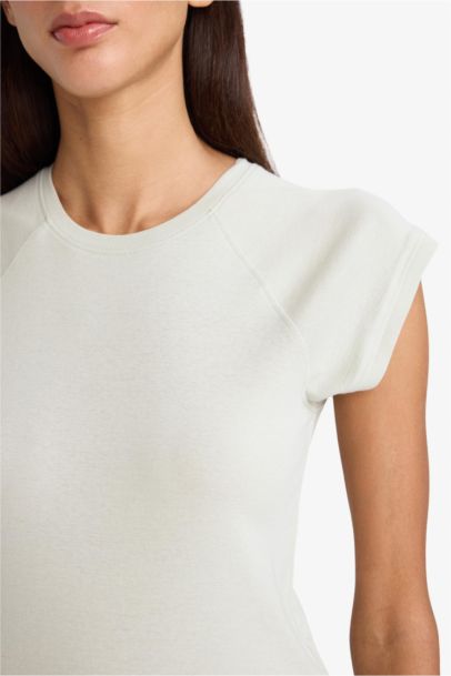 Slim Fit дөңгелек жағалы негізгі тегіс рибана қысқа жеңді футболка