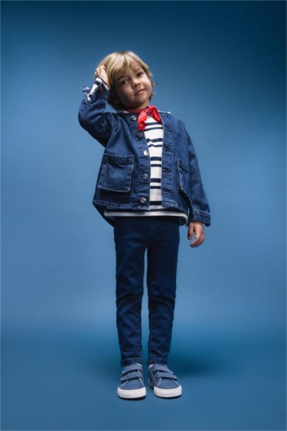 Kapüşonlu Cepli Düğmeli Denim Ceket Erkek Bebek