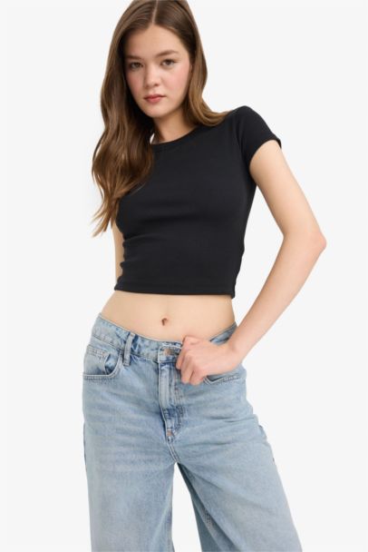 Fitted Ribbed Camisole Short Sleeve T-Shirt