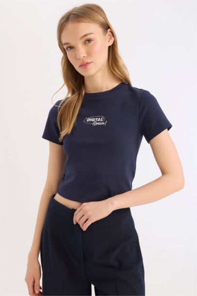 Slim Fit Printed Ribana Short Sleeve T-Shirt