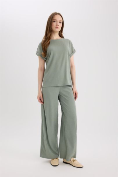 Straight Fit Regular Hem Trousers