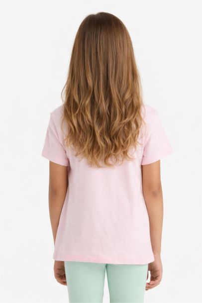 T-shirt imprimé à col rond et manches courtes pour fille