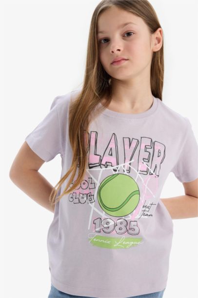 Girl Crew Neck Anime Printed Short Sleeve T-Shirt