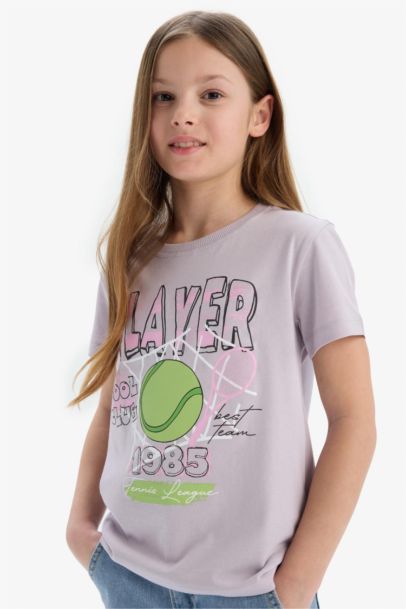 Girl Crew Neck Anime Printed Short Sleeve T-Shirt