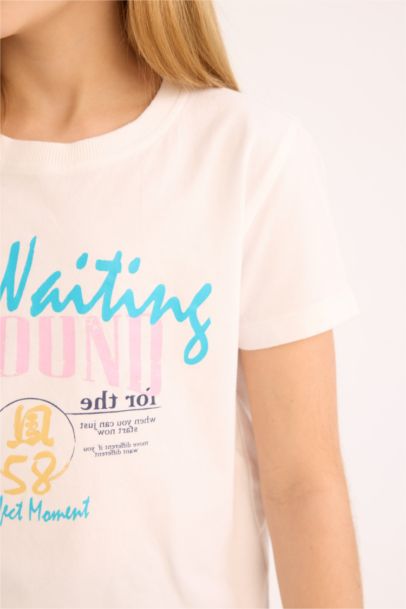 T-shirt imprimé à col rond et manches courtes pour fille