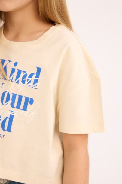 T-shirt imprimé à col rond pour fille