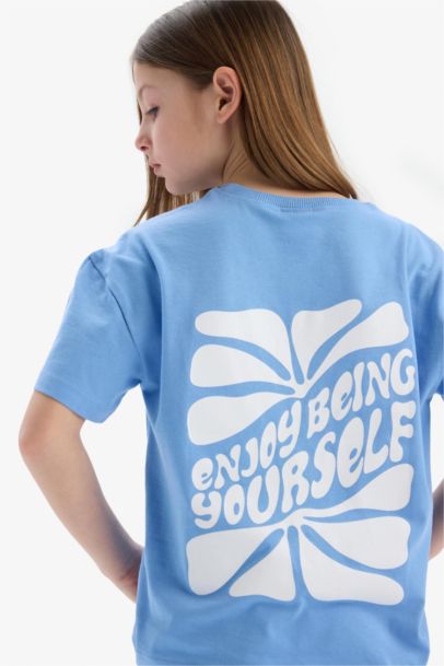 T-shirt imprimé au dos à col rond Coupe décontractée pour fille