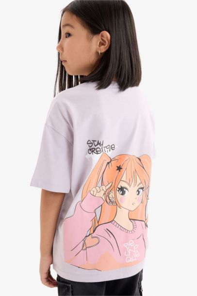 Girl Oversize Fit Slogan Printed T-Shirt