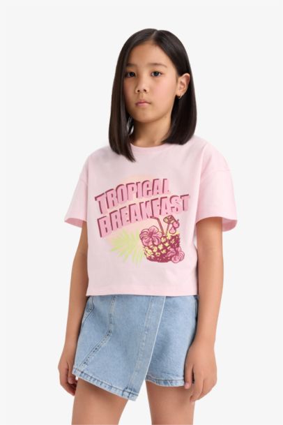 Girl Boxy Fit Crew Neck Short Sleeve T-Shirt