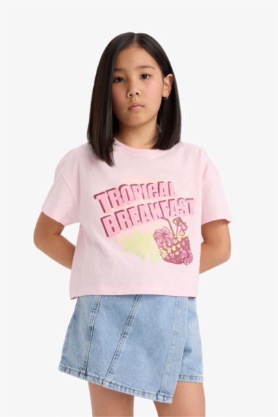 Girl Boxy Fit Crew Neck Short Sleeve T-Shirt