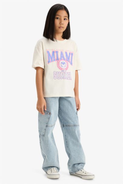 T-shirt à manches courtes et Col rond pour fille